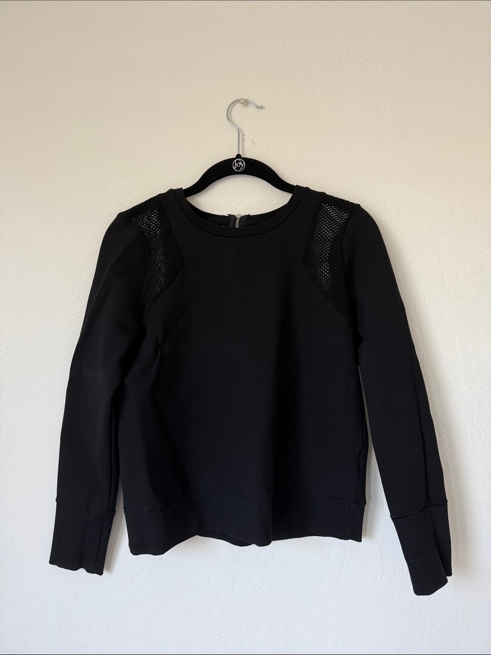 Banana Republic Black Mesh-Accent Pullover Sweatshirt